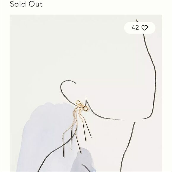 New ANTHRO X FOR LOVE AND LEMONS Bow 18k gold plated Earrings - Picture 3 of 8